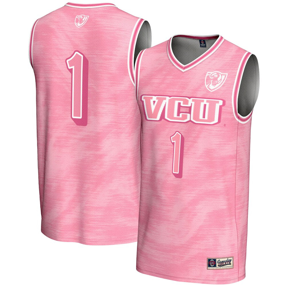 Gameday Greats 1 Pink Vcu Rams Lightweight Basketball Fashion Jersey - retro stitched basketball jersey for Gameday Greats fans