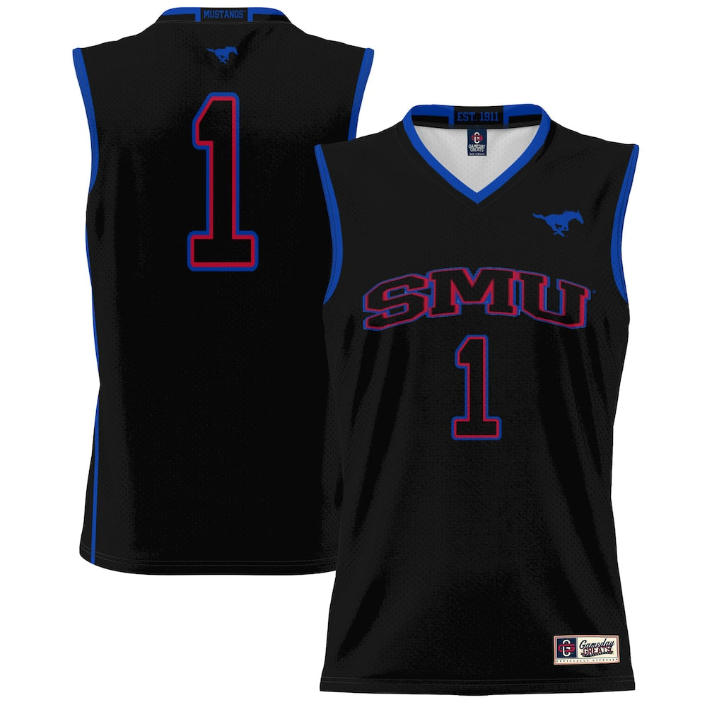 Gameday Greats 1 Black Smu Mustangs Lightweight Basketball Jersey - retro stitched basketball jersey for Gameday Greats fans