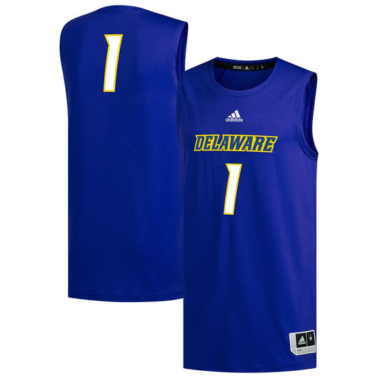 1 Royal Delaware Fightin Blue Hens Replica Basketball Jersey - retro stitched basketball jersey for 1 Royal fans