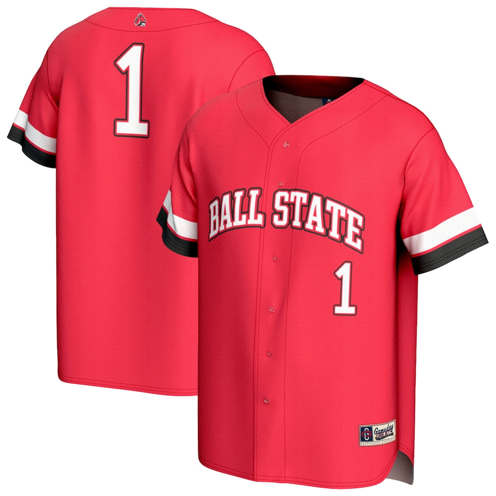 Gameday Greats 1 Cardinal Ball State Cardinals Lightweight Collegiate Baseball Fashion Jersey - retro stitched baseball jersey for Gameday Greats fans