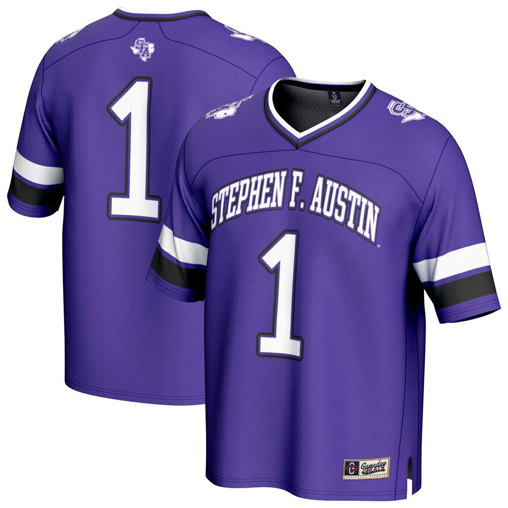 Gameday Greats 1 Purple Stephen F Austin Lumberjacks Lightweight Collegiate Football Fashion Jersey - retro stitched football jersey for Gameday Greats fans