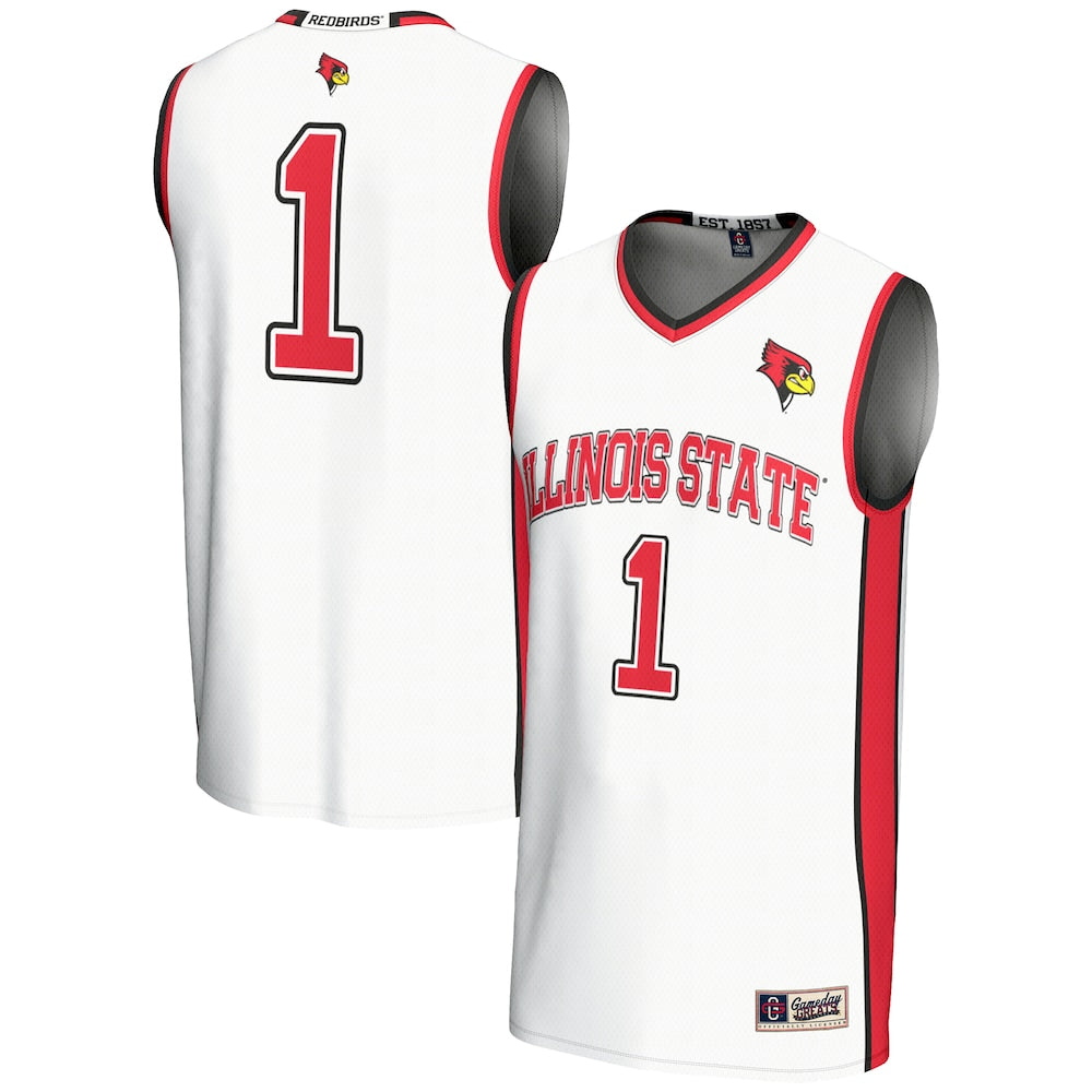 Male Gameday Greats 1 White Illinois State Redbirds Lightweight Basketball Jersey - retro stitched basketball jersey for Male Gameday fans