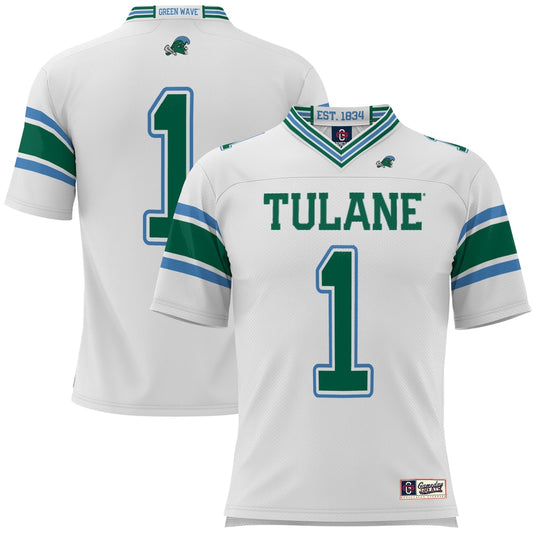 Gameday Greats 1 White Tulane Green Wave Football Jersey - retro stitched football jersey for Gameday Greats fans