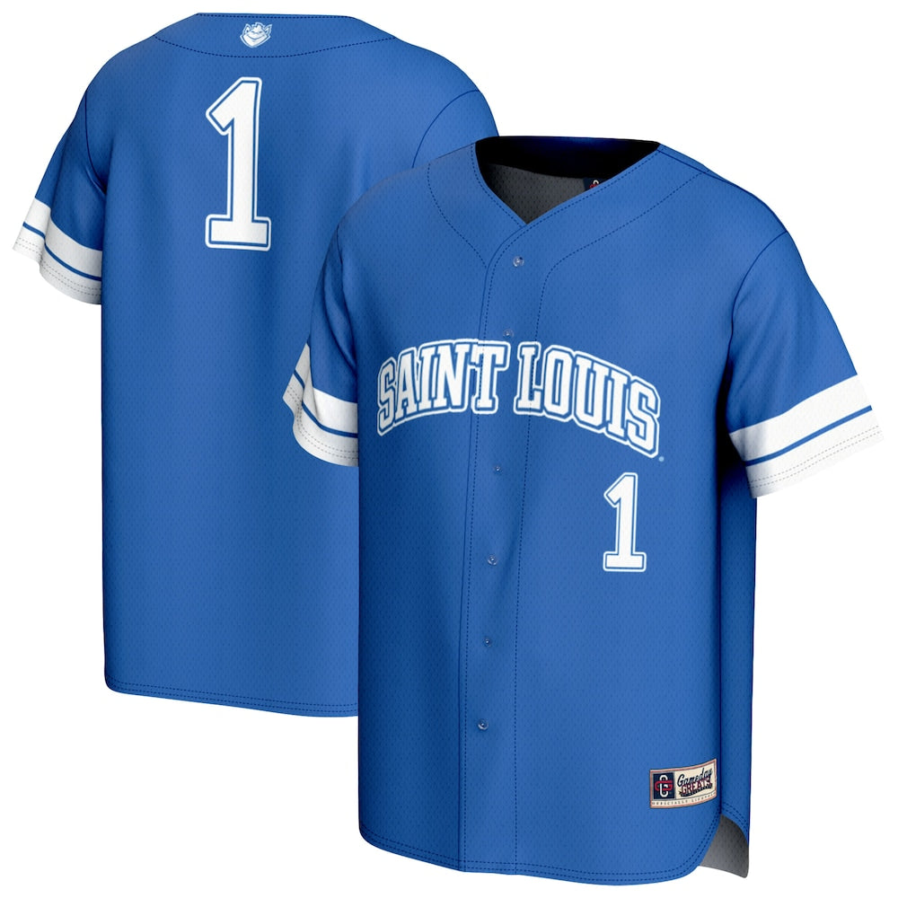 Gameday Greats 1 Blue Saint Louis Billikens Lightweight Collegiate Baseball Fashion Jersey - retro stitched baseball jersey for Gameday Greats fans
