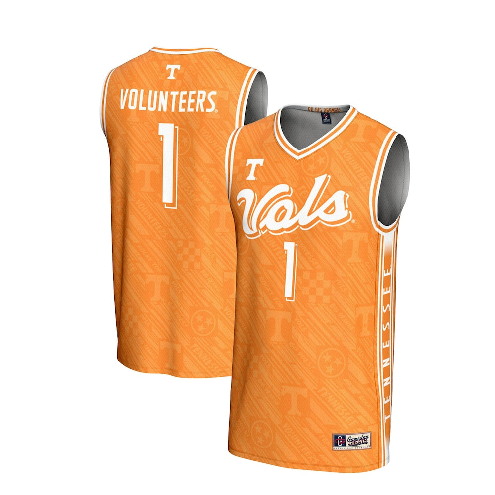 Gameday Greats 1 Tennessee Orange Tennessee Volunteers Lightweight Highlight Print Basketball Jersey - retro stitched basketball jersey for Gameday Greats fans