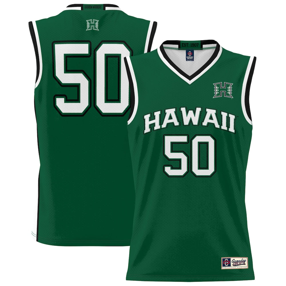 Gameday Greats 50 Green Hawaii Rainbow Warriors Lightweight Basketball Jersey - retro stitched basketball jersey for Gameday Greats fans