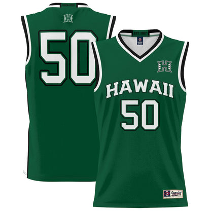 Gameday Greats 50 Green Hawaii Rainbow Warriors Lightweight Basketball Jersey - retro stitched basketball jersey for Gameday Greats fans