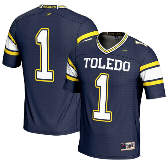 Gameday Greats 1 Navy Toledo Rockets Endzone Football Jersey - retro stitched football jersey for Gameday Greats fans