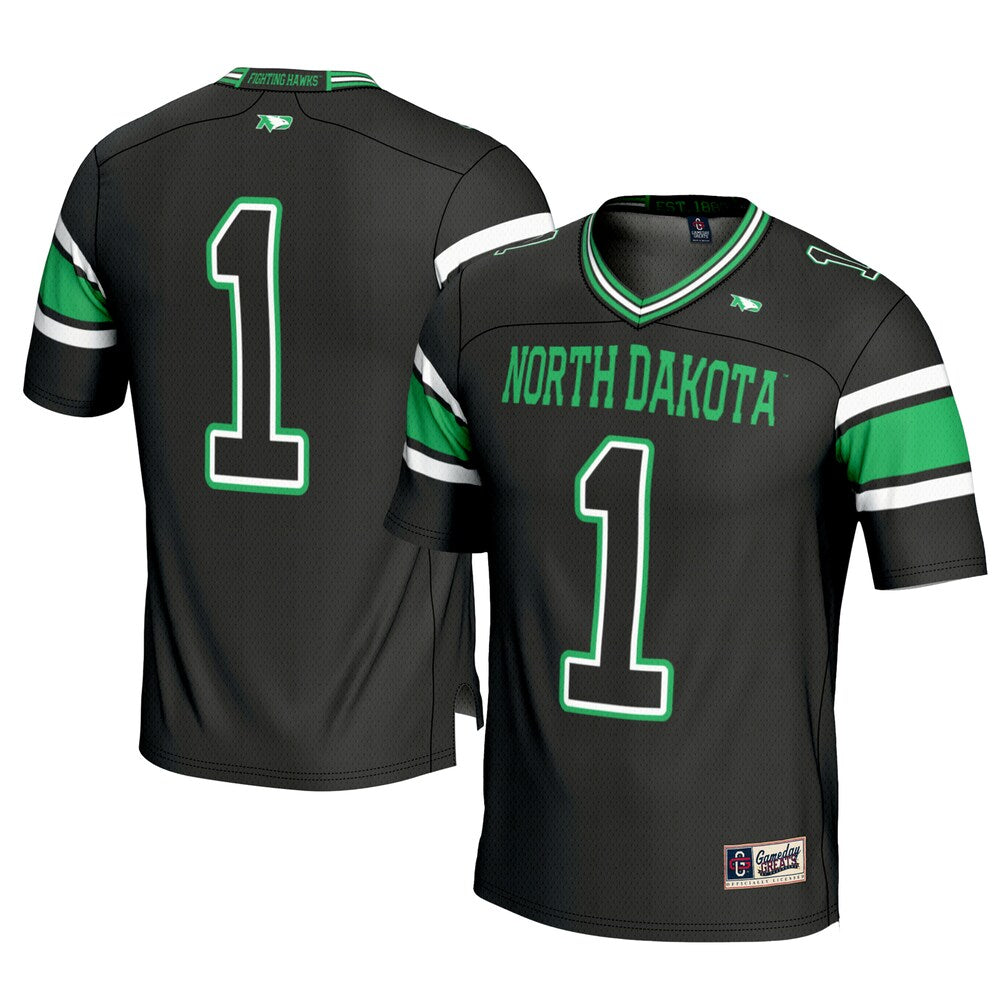 Gameday Greats 1 Black North Dakota Football Jersey - retro stitched football jersey for Gameday Greats fans