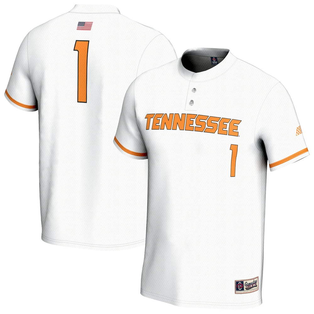 Gameday Greats 1 White Tennessee Volunteers Lightweight Baseball Fashion Jersey - retro stitched baseball jersey for Gameday Greats fans