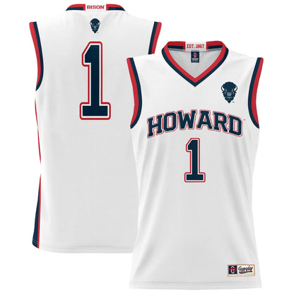 Gameday Greats 1 White Howard Bison Lightweight Basketball Jersey - retro stitched basketball jersey for Gameday Greats fans