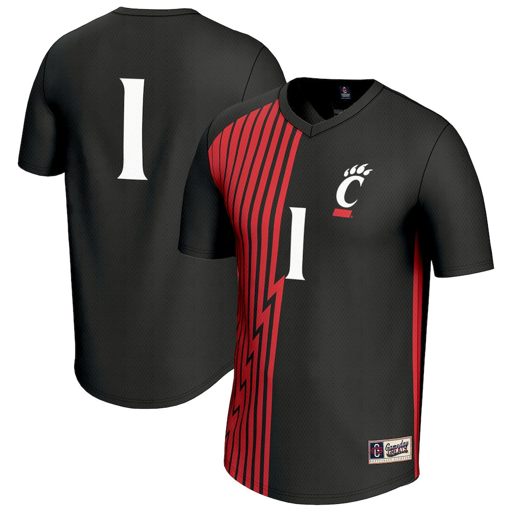 Gameday Greats 1 Black Cincinnati Bearcats Lightweight Collegiate Soccer Fashion Jersey - retro stitched jersey jersey for Gameday Greats fans