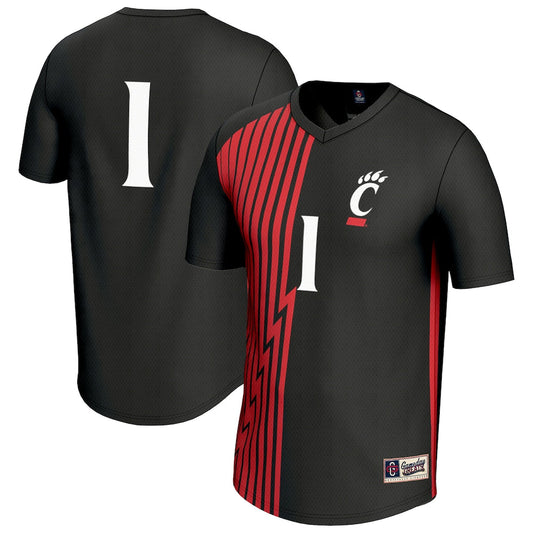 Gameday Greats 1 Black Cincinnati Bearcats Lightweight Collegiate Soccer Fashion Jersey - retro stitched jersey jersey for Gameday Greats fans