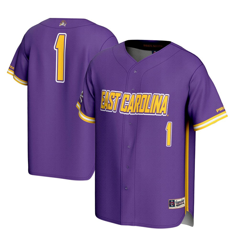 Gameday Greats 1 Purple Ecu Pirates Lightweight Baseball Jersey - retro stitched baseball jersey for Gameday Greats fans