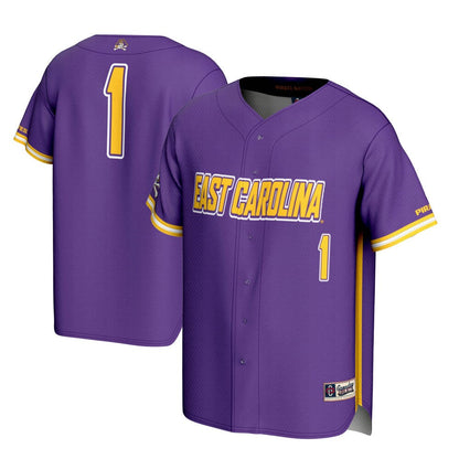 Gameday Greats 1 Purple Ecu Pirates Lightweight Baseball Jersey - retro stitched baseball jersey for Gameday Greats fans