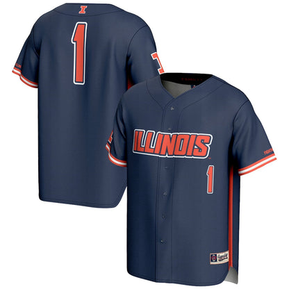 Gameday Greats 1 Navy Illinois Fighting Illini Lightweight Baseball Jersey - retro stitched baseball jersey for Gameday Greats fans