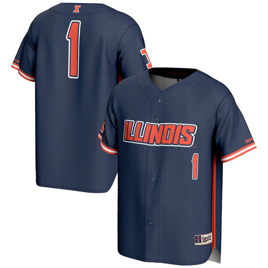 Gameday Greats 1 Navy Illinois Fighting Illini Lightweight Baseball Jersey - retro stitched baseball jersey for Gameday Greats fans