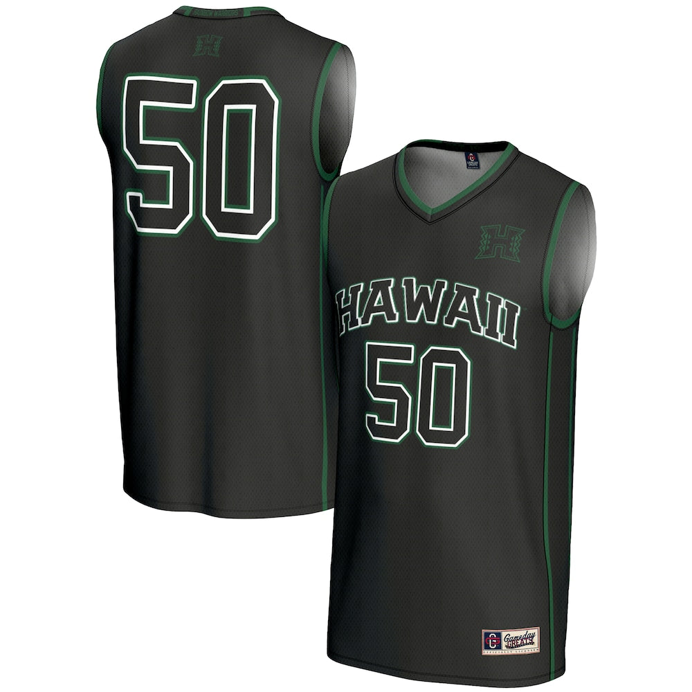 Gameday Greats 50 Black Hawaii Rainbow Warriors Lightweight Basketball Jersey - retro stitched basketball jersey for Gameday Greats fans
