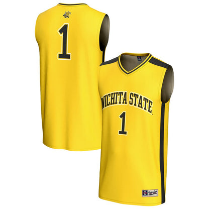 Gameday Greats 1 Yellow Wichita State Shockers Lightweight Basketball Fashion Jersey - retro stitched basketball jersey for Gameday Greats fans