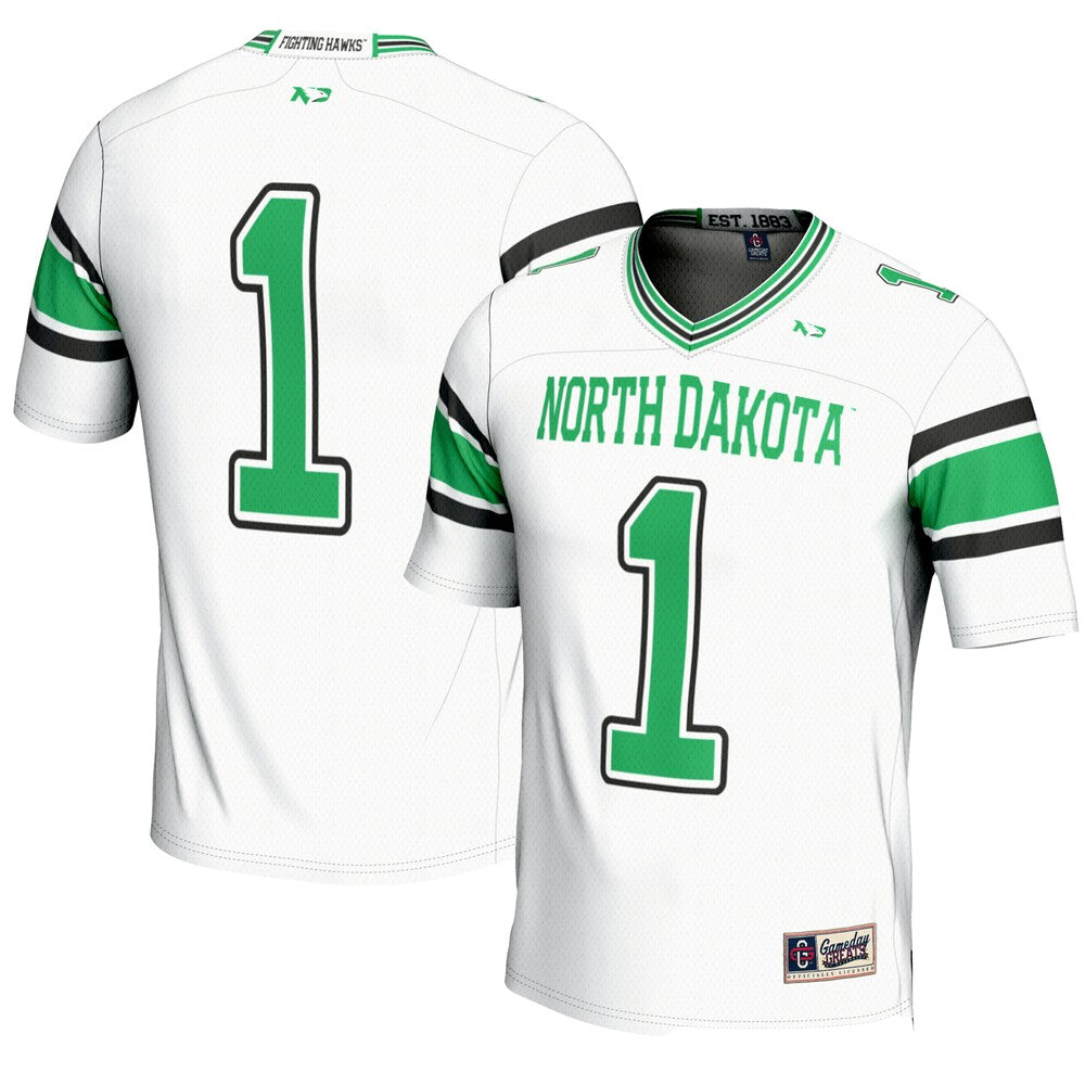 Gameday Greats 1 White North Dakota Endzone Football Jersey - retro stitched football jersey for Gameday Greats fans