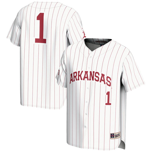 Gameday Greats 1 White Arkansas Razorbacks Lightweight Baseball Jersey - retro stitched baseball jersey for Gameday Greats fans