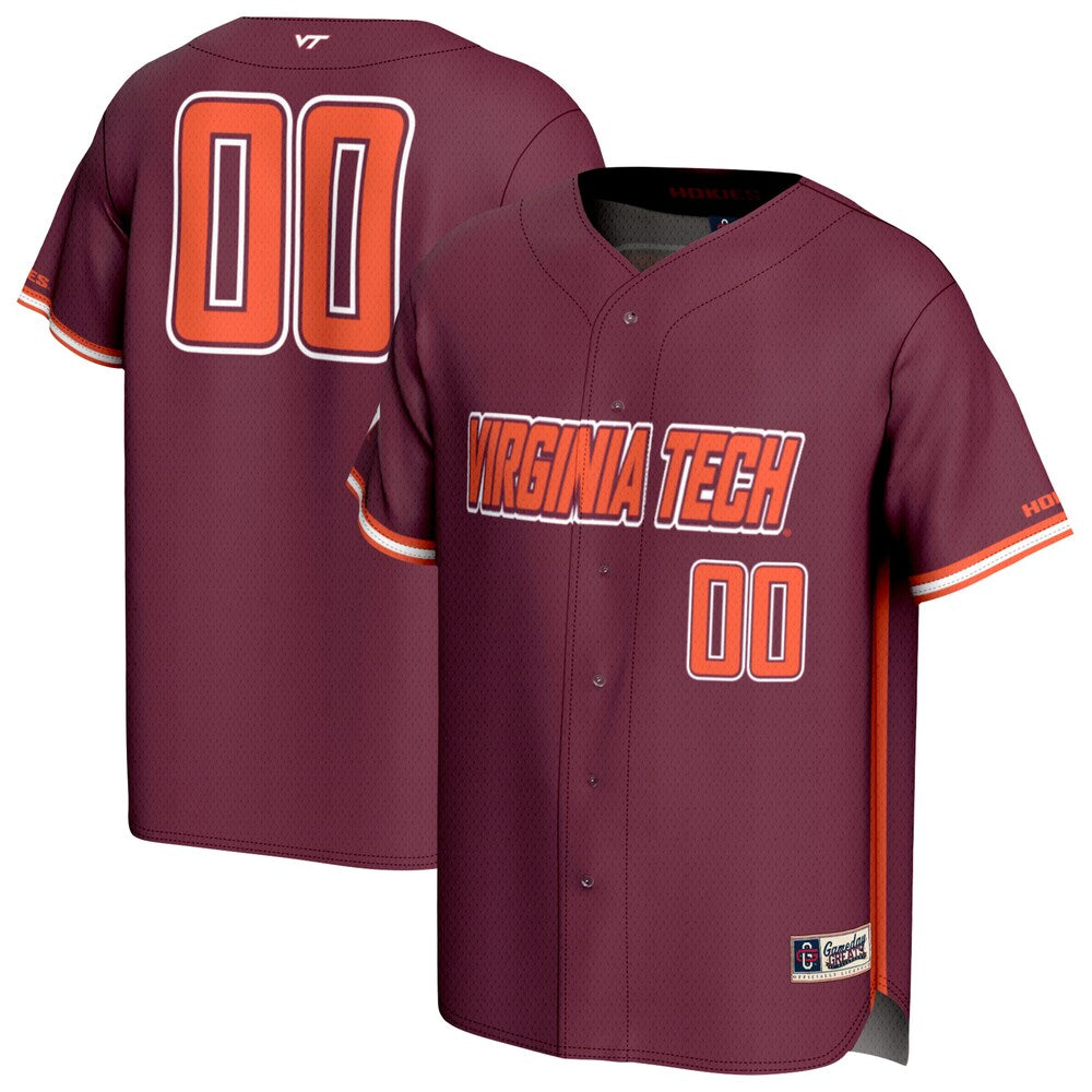 Adult Gameday Greats 00 Maroon Virginia Tech Hokies Lightweight Collegiate Baseball Fashion Jersey - retro stitched baseball jersey for Adult Gameday fans