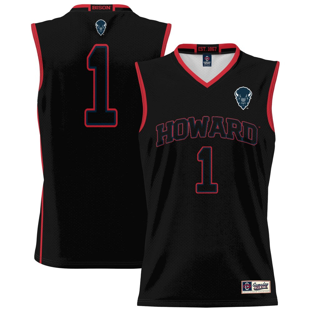 Gameday Greats 1 Black Howard Bison Lightweight Basketball Jersey - retro stitched basketball jersey for Gameday Greats fans