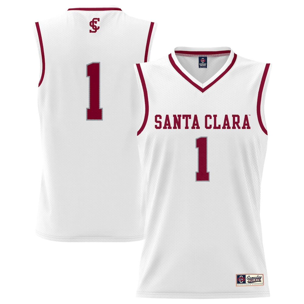Gameday Greats 1 White Santa Clara Broncos Lightweight Collegiate Basketball Fashion Jersey - retro stitched basketball jersey for Gameday Greats fans