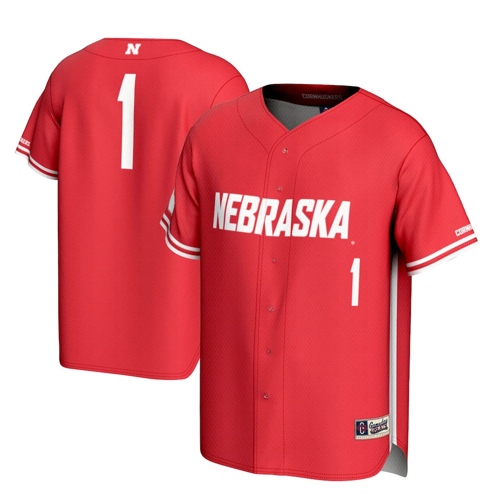 Gameday Greats 1 Scarlet Nebraska Huskers Lightweight Baseball Jersey - retro stitched baseball jersey for Gameday Greats fans