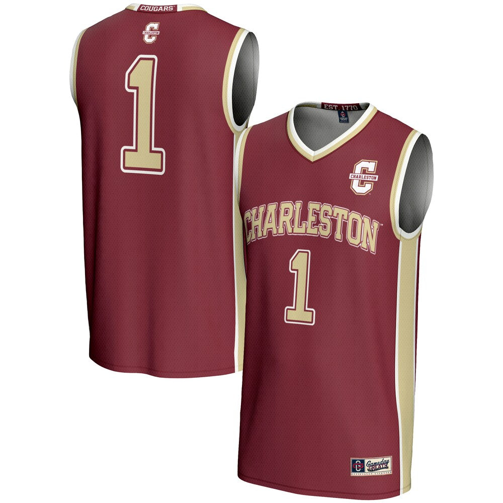 Gameday Greats Maroon Charleston Cougars 1 Basketball Jersey - retro stitched basketball jersey for Gameday Greats fans