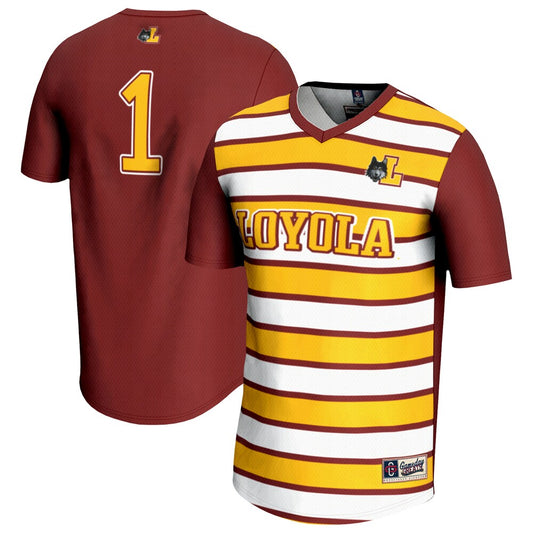 Gameday Greats 1 Maroon Loyola Chicago Ramblers Lightweight Soccer Fashion Jersey - retro stitched jersey jersey for Gameday Greats fans