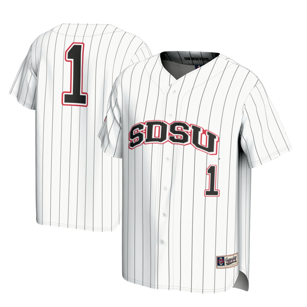 Gameday Greats 1 White San Diego State Aztecs Lightweight Baseball Fashion Jersey - retro stitched baseball jersey for Gameday Greats fans