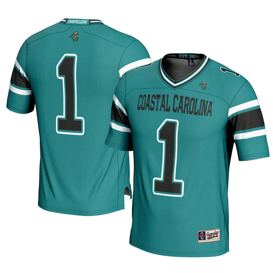 Gameday Greats 1 Teal Coastal Carolina Chanticleers Football Jersey - retro stitched football jersey for Gameday Greats fans