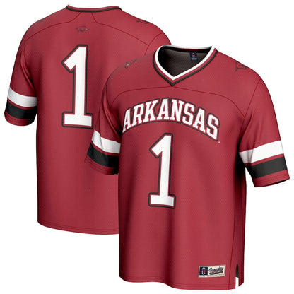 Gameday Greats 1 Cardinal Arkansas Razorbacks Lightweight Collegiate Football Fashion Jersey - retro stitched football jersey for Gameday Greats fans