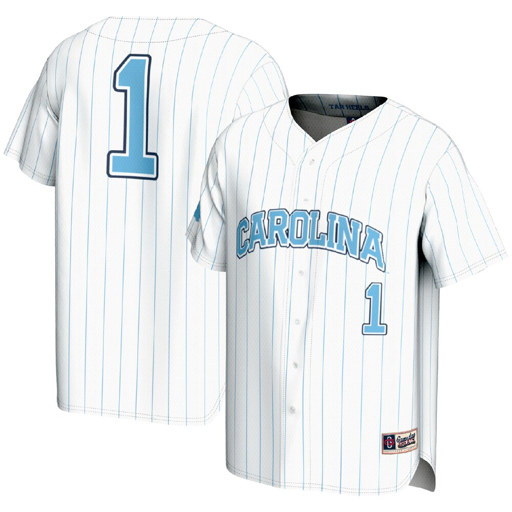 Gameday Greats 1 White North Carolina Tar Heels Lightweight Baseball Fashion Jersey - retro stitched baseball jersey for Gameday Greats fans