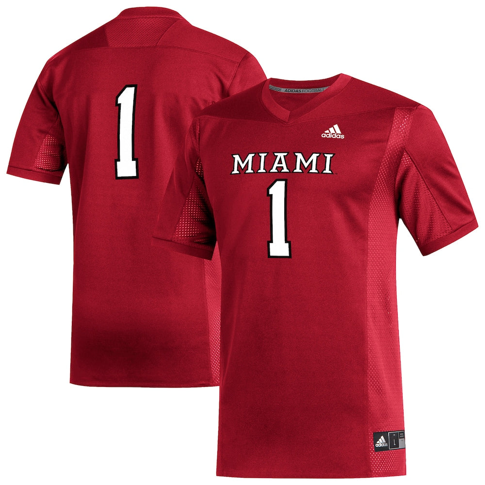 1 Red Miami University Redhawks Replica Football Jersey - retro stitched football jersey for 1 Red fans