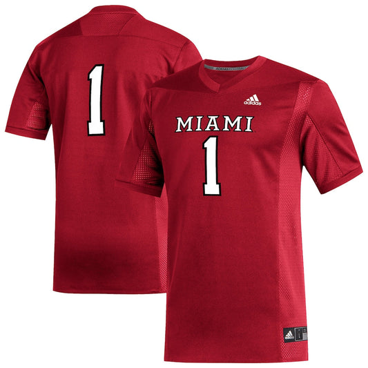 1 Red Miami University Redhawks Replica Football Jersey - retro stitched football jersey for 1 Red fans