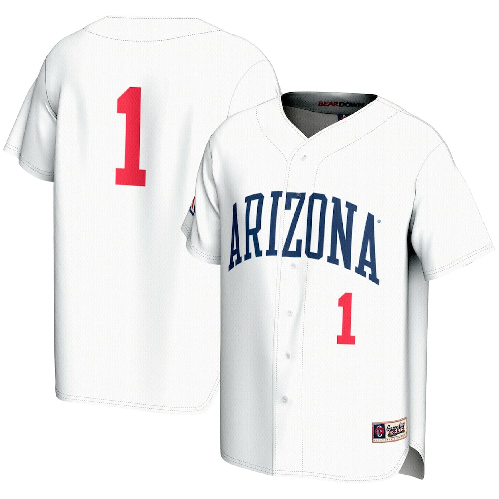 Gameday Greats 1 White Arizona Wildcats Lightweight Baseball Fashion Jersey - retro stitched baseball jersey for Gameday Greats fans