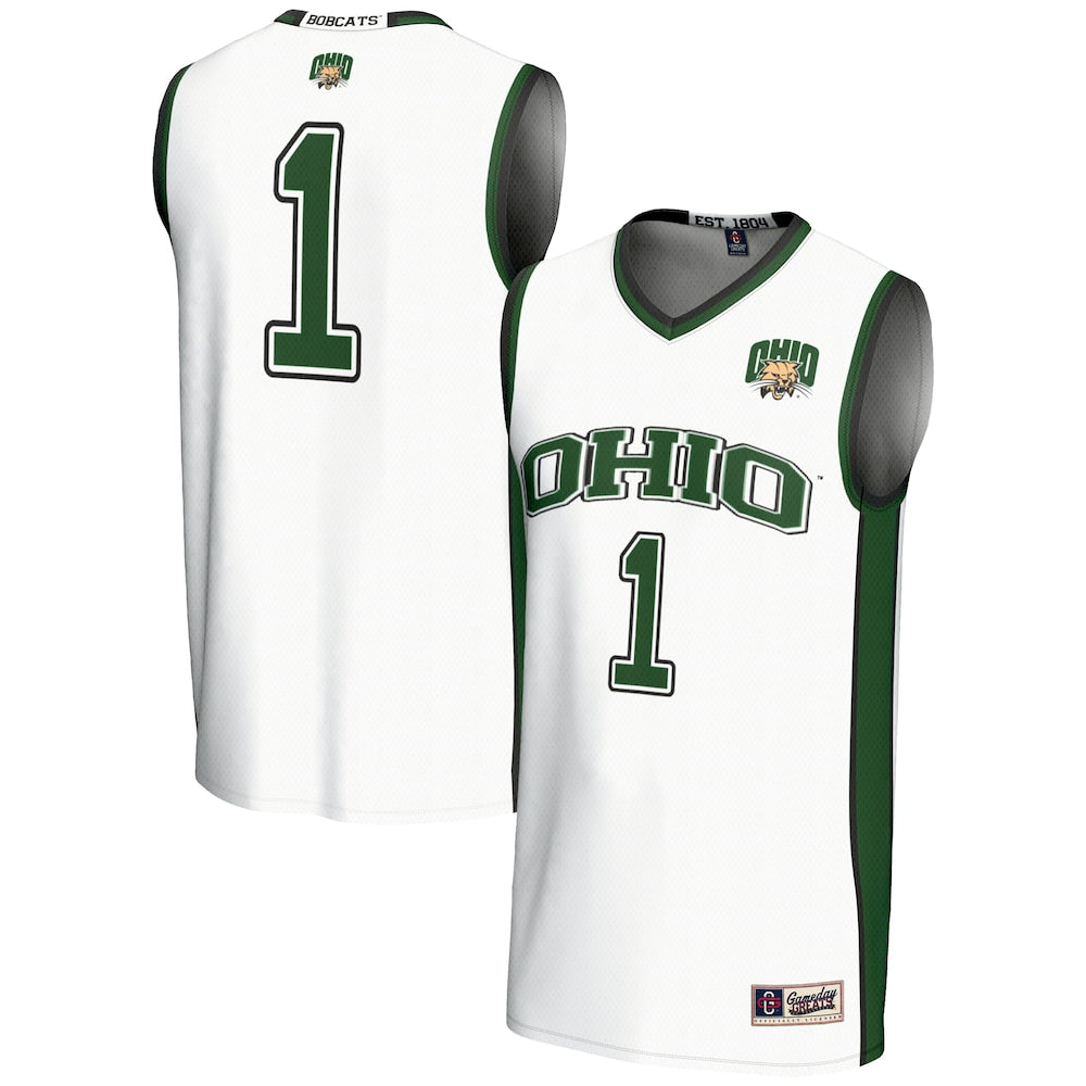 Male Gameday Greats 1 White Ohio Bobcats Lightweight Basketball Jersey - retro stitched basketball jersey for Male Gameday fans