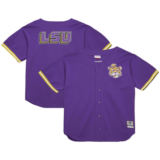 Purple Lsu Tigers Game Time Vintage Mesh Button Front Top - retro stitched jersey jersey for Purple Lsu fans