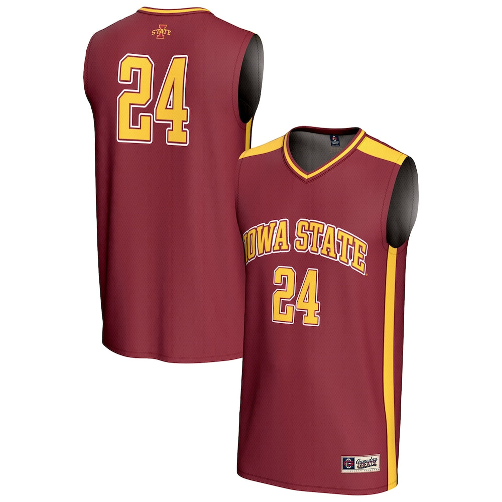 Gameday Greats 24 Cardinal Iowa State Cyclones Lightweight Collegiate Basketball Fashion Jersey - retro stitched basketball jersey for Gameday Greats fans