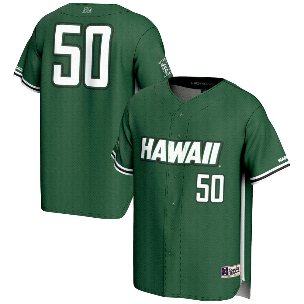 Gameday Greats 1 Green Hawaii Rainbow Warriors Lightweight Baseball Jersey - retro stitched baseball jersey for Gameday Greats fans