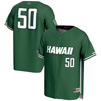 Gameday Greats 1 Green Hawaii Rainbow Warriors Lightweight Baseball Jersey - retro stitched baseball jersey for Gameday Greats fans