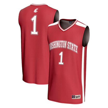 Gameday Greats 1 Crimson Washington State Cougars Lightweight Collegiate Basketball Fashion Jersey - retro stitched basketball jersey for Gameday Greats fans
