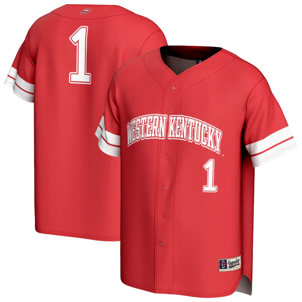Gameday Greats 1 Red Western Kentucky Hilltoppers Lightweight Collegiate Baseball Fashion Jersey - retro stitched baseball jersey for Gameday Greats fans
