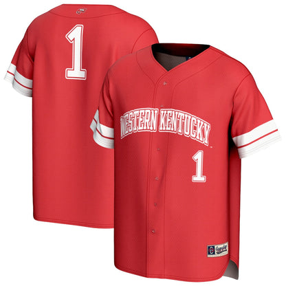 Gameday Greats 1 Red Western Kentucky Hilltoppers Lightweight Collegiate Baseball Fashion Jersey - retro stitched baseball jersey for Gameday Greats fans