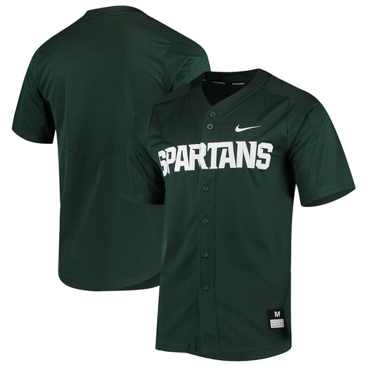 Green Michigan State Spartans Vapor Untouchable Elite Full Button Replica Baseball Jersey - retro stitched baseball jersey for Green Michigan fans