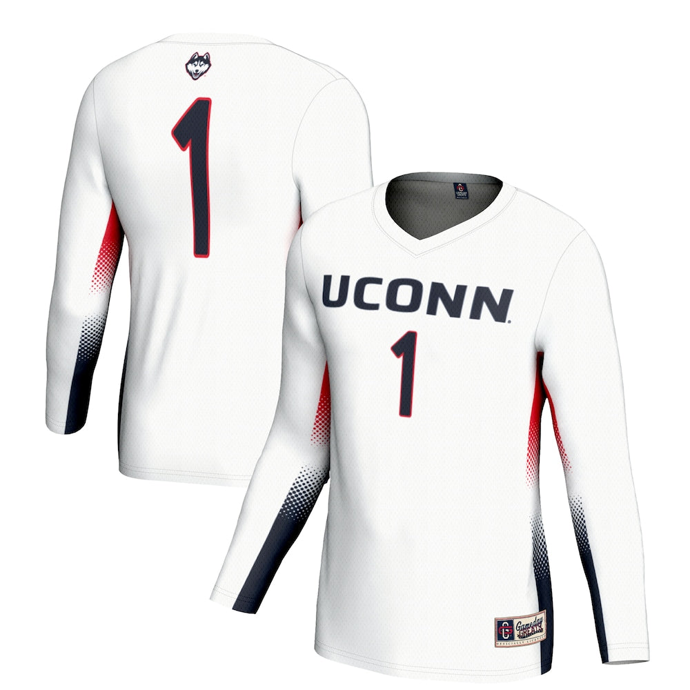 Gameday Greats 1 White Uconn Huskies Lightweight Volleyball Jersey - retro stitched jersey jersey for Gameday Greats fans