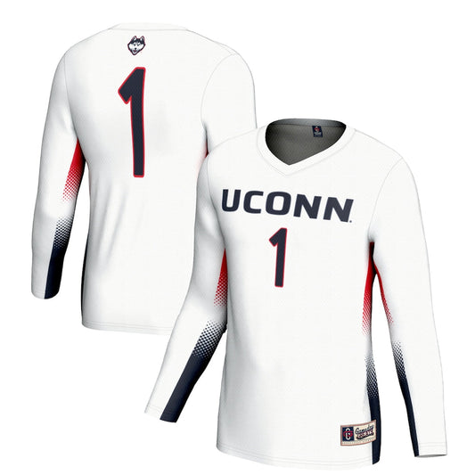 Gameday Greats 1 White Uconn Huskies Lightweight Volleyball Jersey - retro stitched jersey jersey for Gameday Greats fans