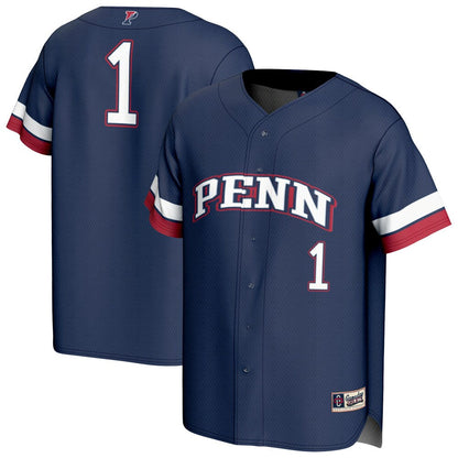 Unisexgameday Greats Navy Pennsylvania Quakers Pick A Player Baseball Fashion Jersey - retro stitched baseball jersey for Unisexgameday Greats fans